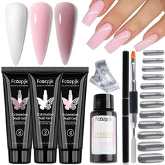 Fcozpjk poly gel kit with white, mauve, pink colors for stylish nail extensions