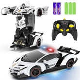 FDJ transforming car-robot front view features LED lights for vibrant action.