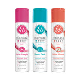 FDS Intimate Deodorant Spray 3-pack shown for all-day freshness and odor protection.