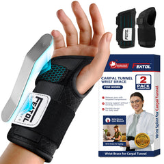 FEATOL wrist brace with removable splint for night support and daytime stability
