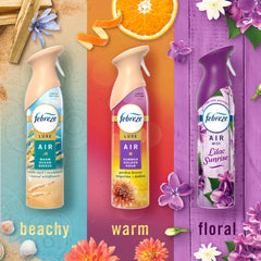 Febreze Air Mist Coastal Wildflowers label-close promotes a breezy floral home feel.