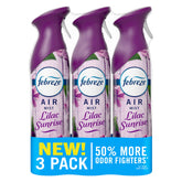 Febreze Air Mist Lilac Sunrise bottle releasing a fresh floral scent for living spaces