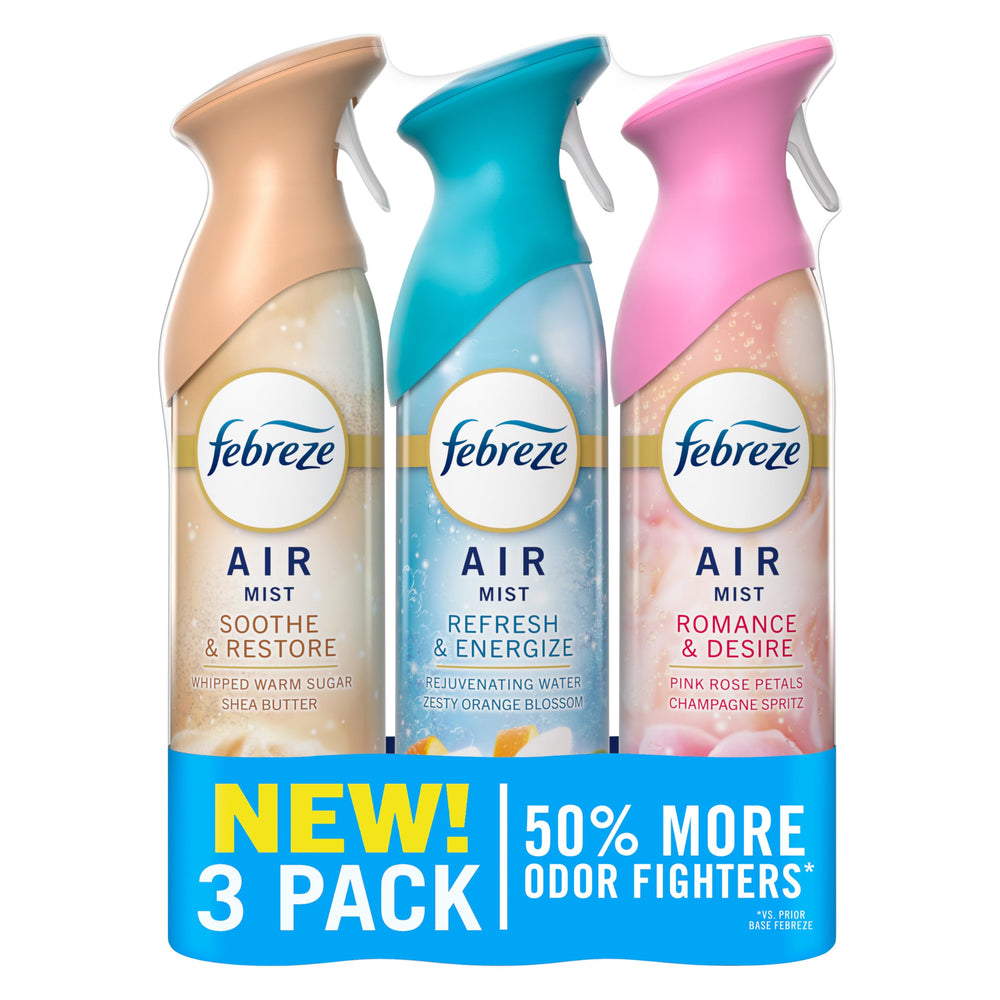 Febreze Air Mist Mood Mix bottle shows long-lasting odor control for any room