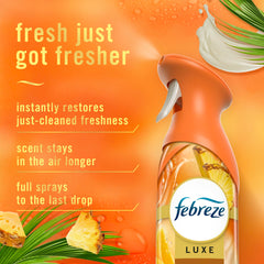 Febreze Air Mist Tropical Blend fine mist disperses evenly for long lasting freshness