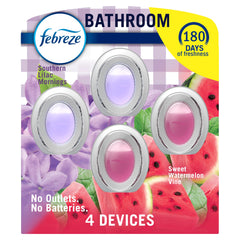 Febreze Bathroom lilac scent unit freshens small spaces and neutralizes odors.