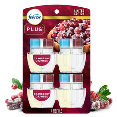 Febreze Fade Defy plug cranberry crumble refill bottle for long-lasting freshness in any room