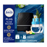 Febreze Plug Scent Booster device plugged in for continuous freshness.