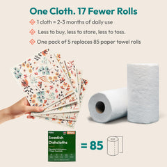 FEBU dishcloth trapping crumbs and wiping countertops without scratching surfaces.