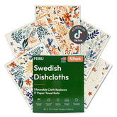 FEBU Swedish dishcloths with fresh flowers pattern for reusable kitchen cleaning.