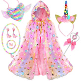 Fedio princess dress with unicorn cape glows for magical, imaginative play.
