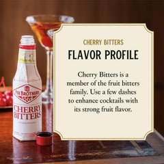 Vintage label of Fee Brothers Cherry Bitters on the bottle.