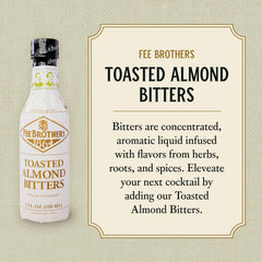 Pouring Fee Brothers Toasted Almond Bitters into a glass to boost aroma