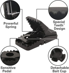 Feeke trap features a stainless steel spring for quick, reliable catches.