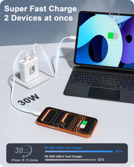 FEEL2NICE 6-port charger ports view showing USB‑C and USB‑A versatility