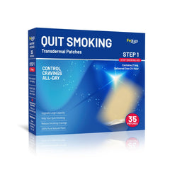 Fekux quit-smoking patches box showing a 35-count starter kit for steady support