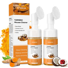 Femani Glow Wash Turmeric Face Wash with Brush for a refreshing exfoliating cleanse.