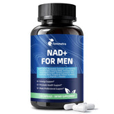 Femmetra NAD+ energy bottle highlighting enhanced daily stamina and focus.