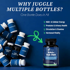 Femmetra NAD+ with resveratrol and L-Arginine capsules for antioxidant support.