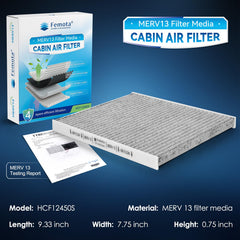 Femota activated carbon cabin filter reduces odors inside the vehicle.