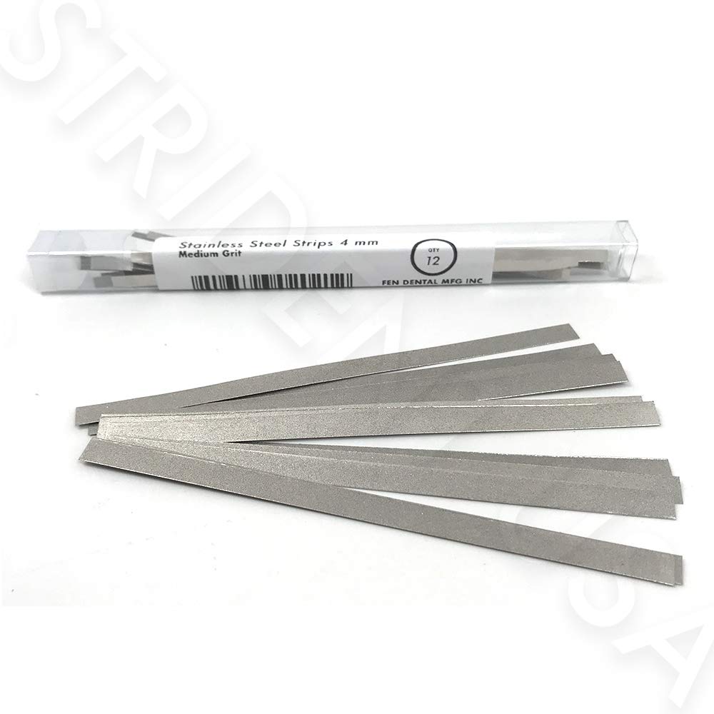 FEN dental polishing strips, stainless steel, 4 mm med grit, for precise finishing of dental materials
