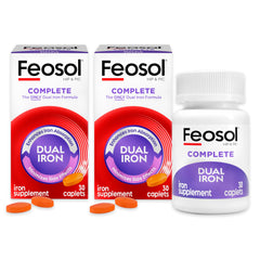 Feosol Complete iron bottle front view for daily iron support and easy one-a-day use.