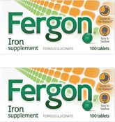 Fergon high potency iron tablets bottle close-up for easy iron support.