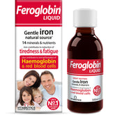 Feroglobin liquid honey orange bottle shows a convenient daily iron boost