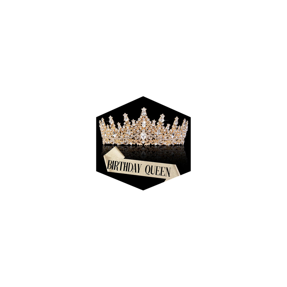 Fesciory gold crown tiara for women, close up sparkle enhances wedding or prom look