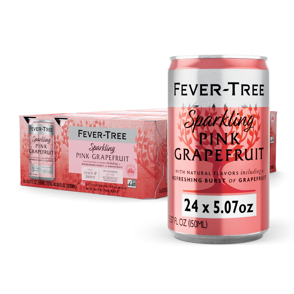 Fever-Tree Sparkling Pink Grapefruit bottle with vibrant label for premium cocktail making.