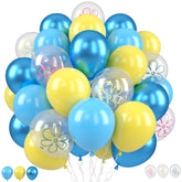 FEYG blue 12-inch metallic balloons for chic birthday decorations.