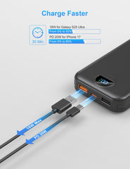 FFNPua built-in Type-C cable supports quick recharging of compatible devices.
