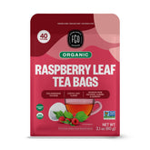 FGO organic red raspberry leaf tea bags ready to brew a caffeine-free cup