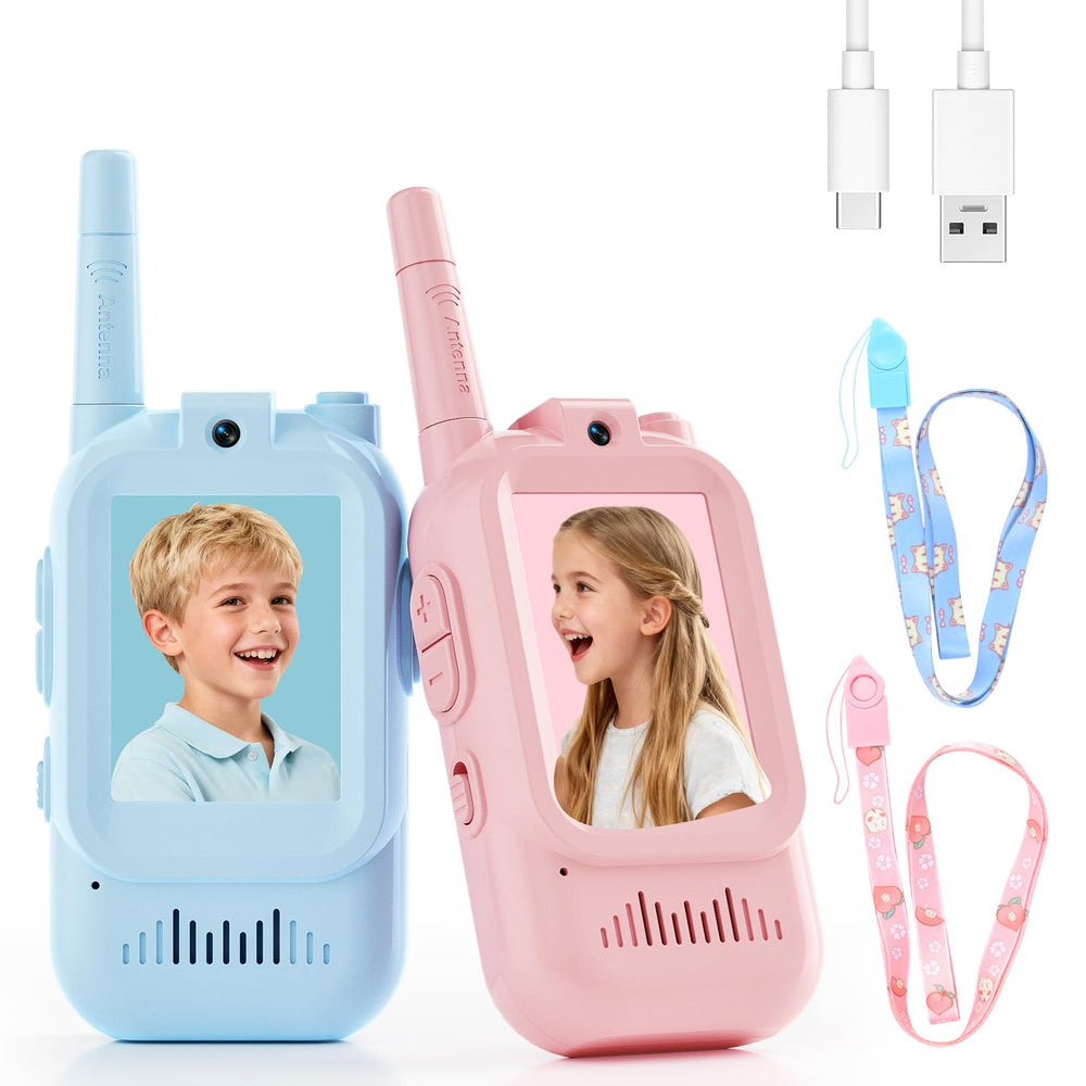 FHskFH video walkie talkies kids 2-pack camera screen enables real time chats