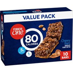 Fiber One 80 Calorie bar with chocolate peanut butter drizzle, a guilt-free snack choice.