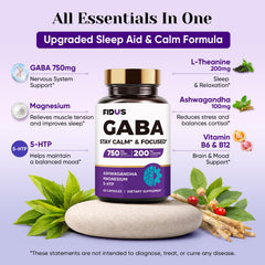 Fidus calming sleep bottle closeup highlights melatonin-free, non-habit formula.