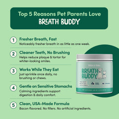 Open tin of Breath Buddy showing powder ready to sprinkle