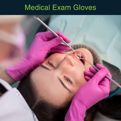 FifthPulse fuchsia nitrile gloves on display package side for quick grab-and-go