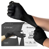 FifthPulse disposable black nitrile gloves in a pack for quick use