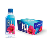 FIJI Water 330mL bottle close-up, artesian source, smooth taste for everyday hydration.