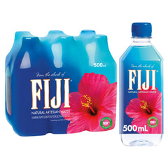 FIJI Water 500 mL bottle front view for on-the-go hydration.