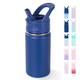 Fijinhom kids water bottle blue, front view, easy hydration for school