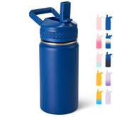 Fijinhom kids water bottle in navy blue, durable 304 stainless steel.
