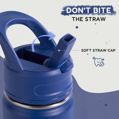 Fijinhom kids water bottle blue with straw, ready for on-the-go sipping