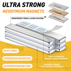 FindMAG bar magnets with adhesive pads for mounting on non-metal surfaces