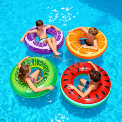 FindUWill orange pool float ring offers quick inflation and sunny enjoyment