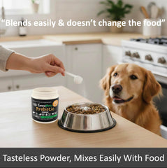 Finest For Pets TummyWorks food mixing action blending powder with kibble.
