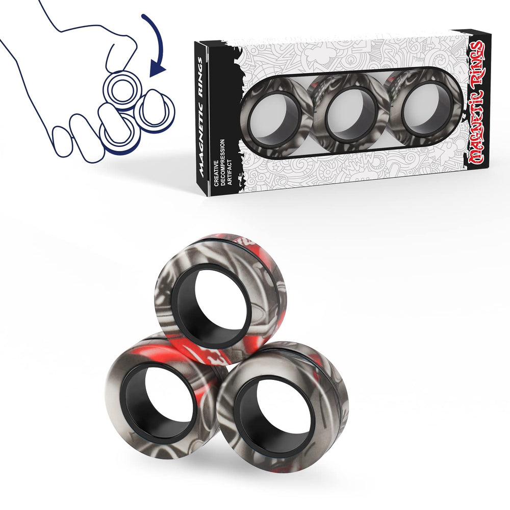 Finger Rock 3Pcs Magnetic Rings pack on desk for focused tactile engagement.