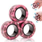 Finger Rock 3-piece magnetic rings set in fluorescent colors for focus and stress relief.