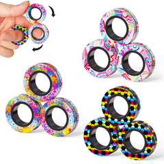 Finger Rock 9Pcs magnetic rings collection for portable fidget play and stress relief