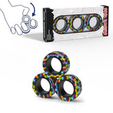 Finger Rock Magnetic Rings 3-Pack front view; colorful fidget rings for focus.